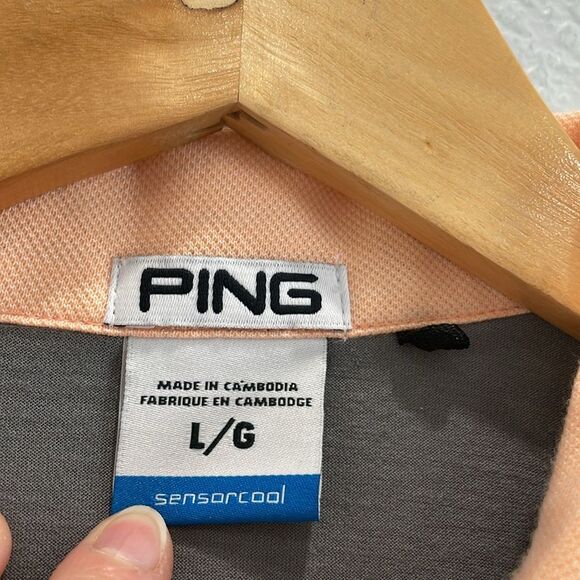 Ping Gray with Light Pink Accents Sensor Cool Golf Polo Size Large - Picture 3 of 8